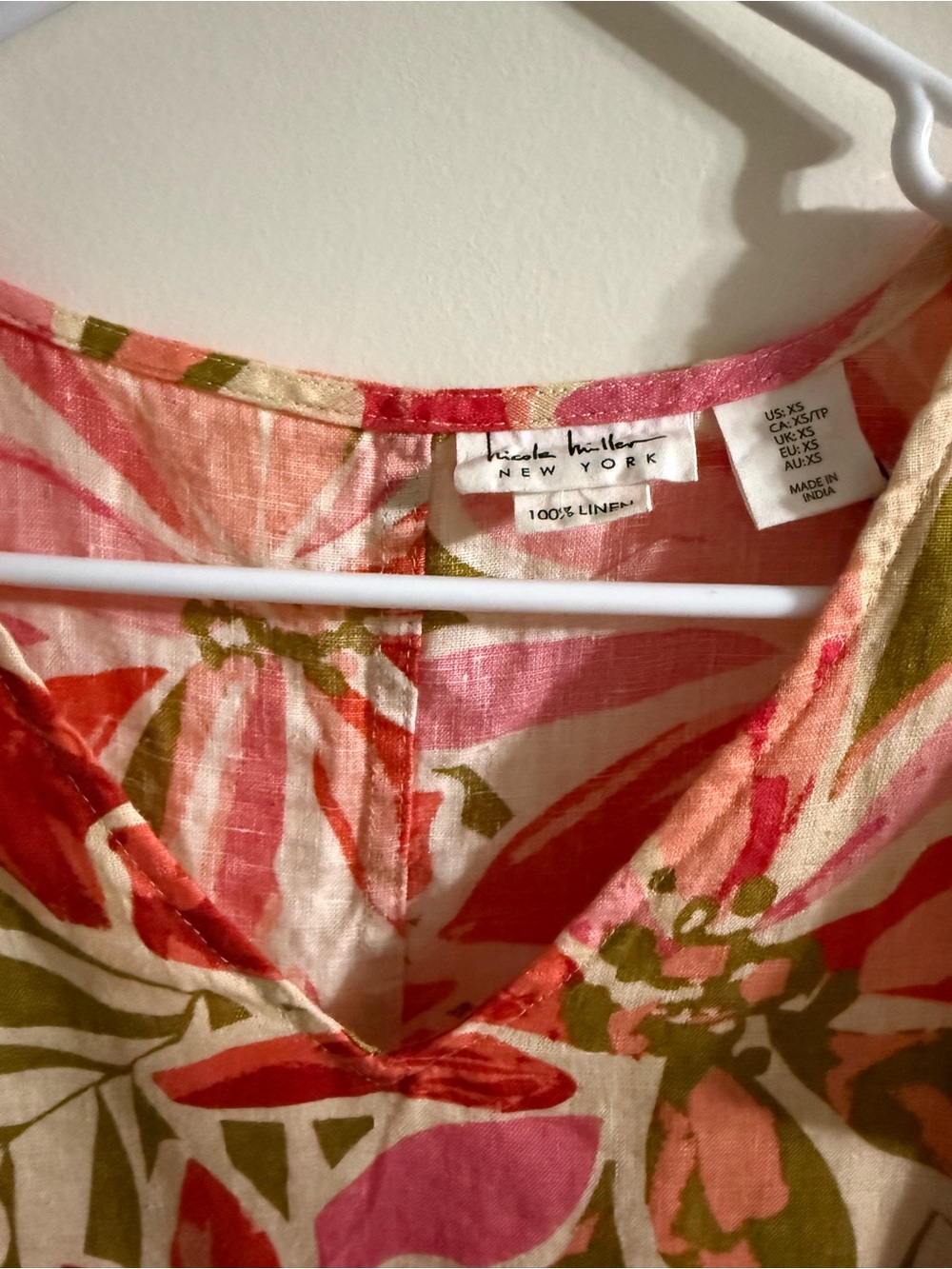 Nicole Miller NWT Floral V-Neck Floral Dress Size XS LINEN - Picture 4 of 5